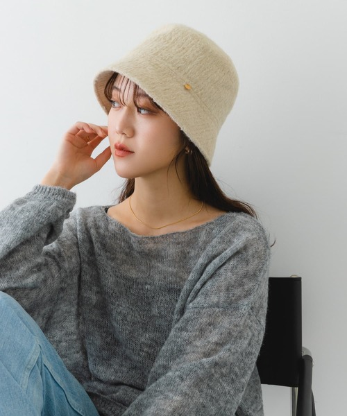 CA4LA 　アトリエメイド　BCS　チュール付きクロッシェ　バゲットハット CA4LA アトリエメイド BCS チュール付きクロッシェ バゲットハット