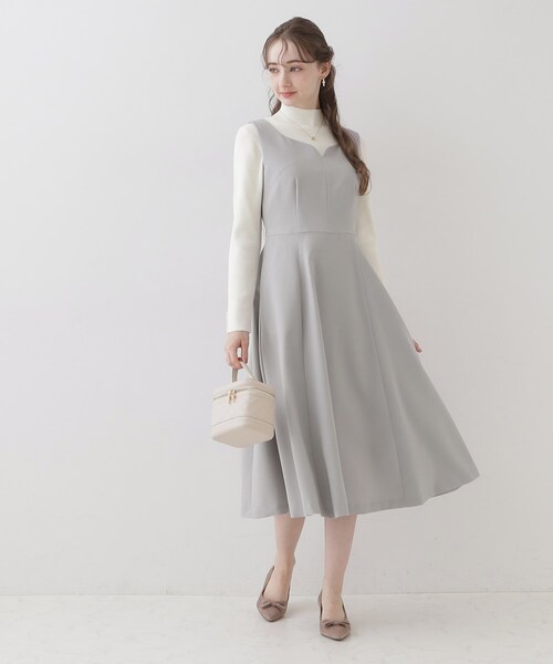 couture brooch（クチュールブローチ）の「◆【美シルエット・ほろ甘ジャンスカ】フィット＆フレアージャンスカ（ワンピース・レディース・ライトグレー/ダークグレー/キャメル・36/38/40/42）」の8枚目の写真
