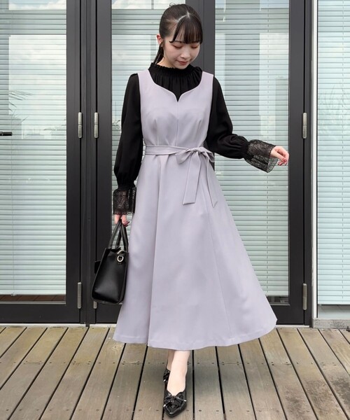 couture brooch（クチュールブローチ）の「◆【美シルエット・ほろ甘ジャンスカ】フィット＆フレアージャンスカ（ワンピース・レディース・ライトグレー/ダークグレー/キャメル・36/38/40/42）」の10枚目の写真