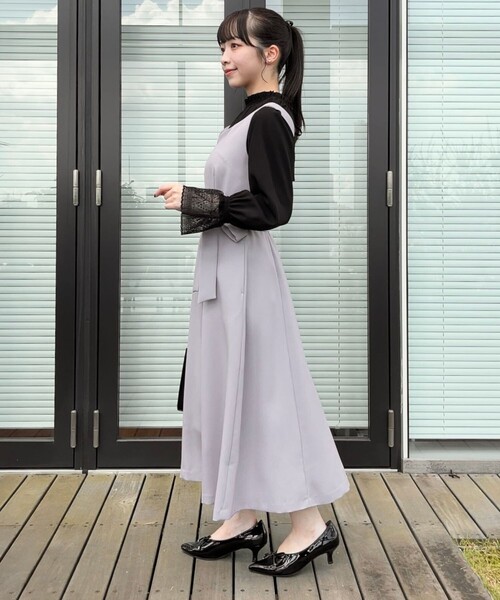 couture brooch（クチュールブローチ）の「◆【美シルエット・ほろ甘ジャンスカ】フィット＆フレアージャンスカ（ワンピース・レディース・ライトグレー/ダークグレー/キャメル・36/38/40/42）」の11枚目の写真