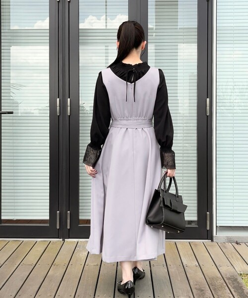 couture brooch（クチュールブローチ）の「◆【美シルエット・ほろ甘ジャンスカ】フィット＆フレアージャンスカ（ワンピース・レディース・ライトグレー/ダークグレー/キャメル・36/38/40/42）」の12枚目の写真