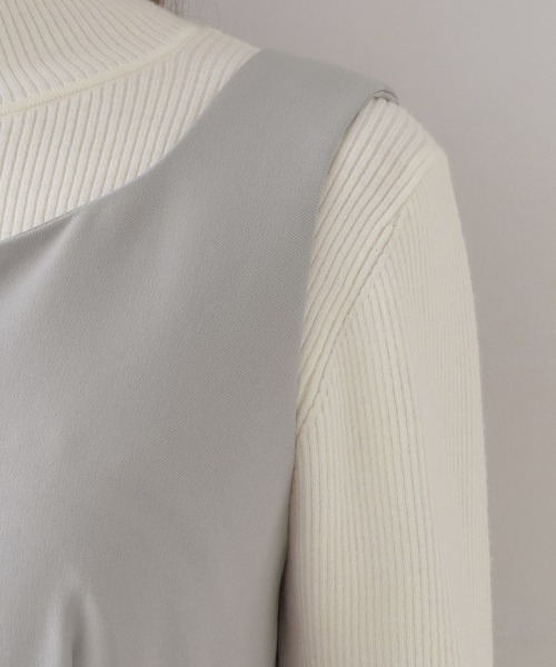 couture brooch（クチュールブローチ）の「◆【美シルエット・ほろ甘ジャンスカ】フィット＆フレアージャンスカ（ワンピース・レディース・ライトグレー/ダークグレー/キャメル・36/38/40/42）」の4枚目の写真