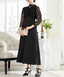 2WAY レースボレロ付き Aライン ベーシック ロング ワンピース