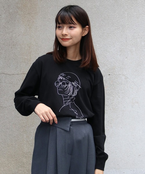UNIT CHEST（ユニットチェスト）の「【UNIT CHEST】unique unisex long sleeve T-shirt/ユニークユニセックス ロンT  the girl by Ayumi Takamoto（Tシャツ/カットソー・レディース・ブラック/ホワイト・S/L/M）」の22枚目の写真