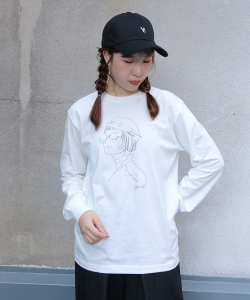 UNIT CHEST（ユニットチェスト）の「【UNIT CHEST】unique unisex long sleeve T-shirt/ユニークユニセックス ロンT  the girl by Ayumi Takamoto（Tシャツ/カットソー・レディース・ブラック/ホワイト・S/L/M）」の10枚目の写真