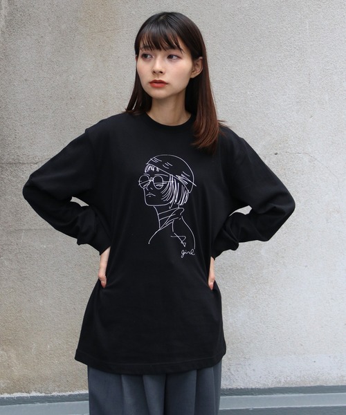 UNIT CHEST（ユニットチェスト）の「【UNIT CHEST】unique unisex long sleeve T-shirt/ユニークユニセックス ロンT  the girl by Ayumi Takamoto（Tシャツ/カットソー・レディース・ブラック/ホワイト・S/L/M）」の21枚目の写真