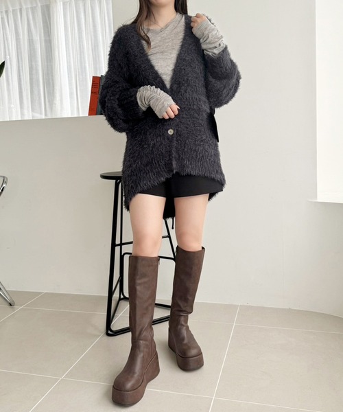 one after another NICE CLAUP(ワンアフターアナザーナイスクラップ)の「【WEB限定商品】袖シャーリングトップス(Tシャツ/カットソー・レディース・杢グレー/アイボリー/ブラック・FREE)」の8枚目の写真