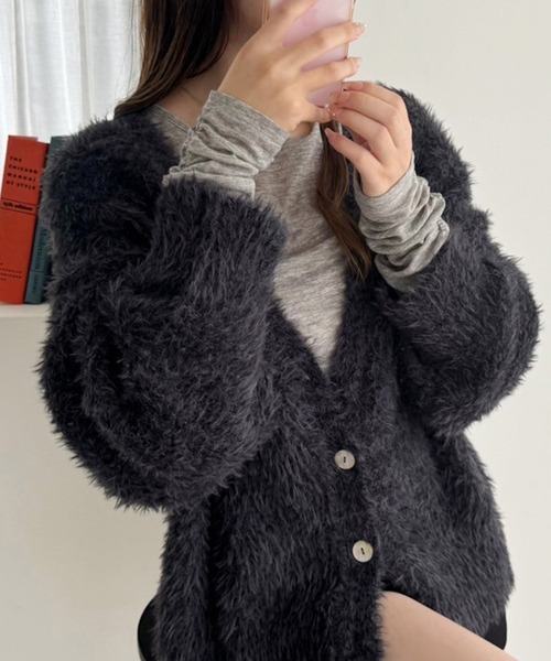 one after another NICE CLAUP(ワンアフターアナザーナイスクラップ)の「【WEB限定商品】袖シャーリングトップス(Tシャツ/カットソー・レディース・杢グレー/アイボリー/ブラック・FREE)」の10枚目の写真