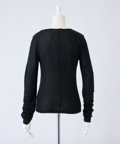 one after another NICE CLAUP(ワンアフターアナザーナイスクラップ)の「【WEB限定商品】袖シャーリングトップス(Tシャツ/カットソー・レディース・杢グレー/アイボリー/ブラック・FREE)」の20枚目の写真