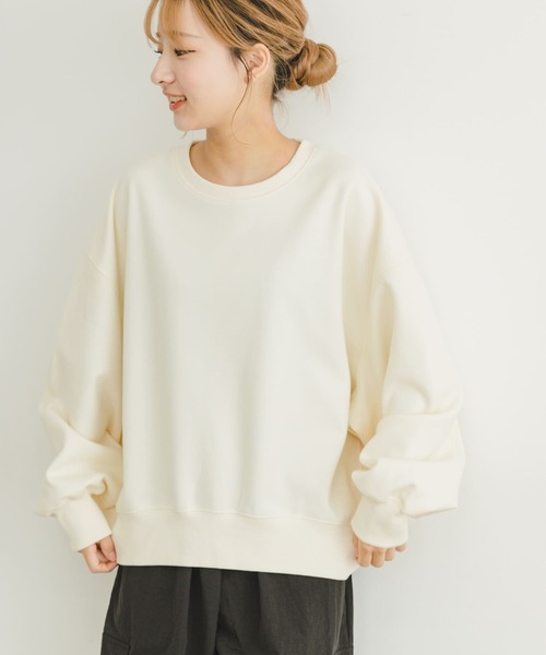 ITEMS URBANRESEARCH（アイテムズ アーバンリサーチ）の「エアリータッチクルーネックスウェット（スウェット・レディース・チャコールグレー/イエロー/オフホワイト・FREE）」の4枚目の写真