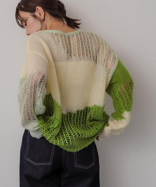 SENSE OF PLACE by URBAN RESEARCH（センスオブプレイスバイアーバンリサーチ）の「モヘアタッチパッチワークセーター（ニット/セーター・レディース・オフホワイト/グリーン系その他/ブルー系その他・ONE）」の8枚目の写真