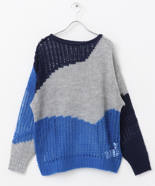 セール】モヘアタッチパッチワークセーター（ニット/セーター