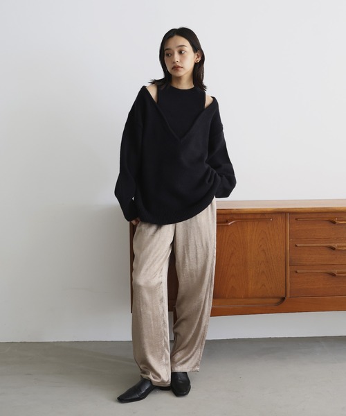 レイヤード風Vネックニット（ニット/セーター）｜hellam（へラム）