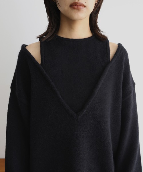 レイヤード風Vネックニット（ニット/セーター）｜hellam（へラム）