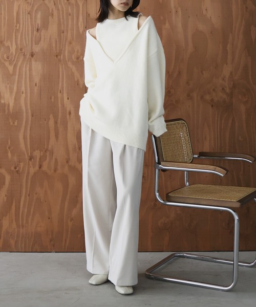 レイヤード風Vネックニット（ニット/セーター）｜hellam（へラム）