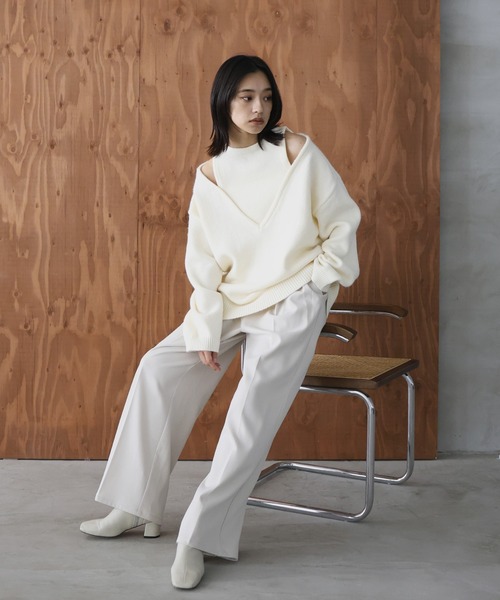 レイヤード風Vネックニット（ニット/セーター）｜hellam（へラム）