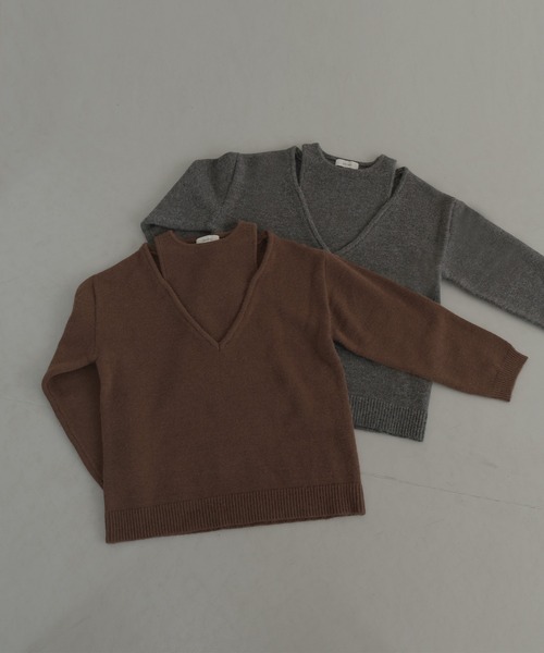 レイヤード風Vネックニット（ニット/セーター）｜hellam（へラム）の