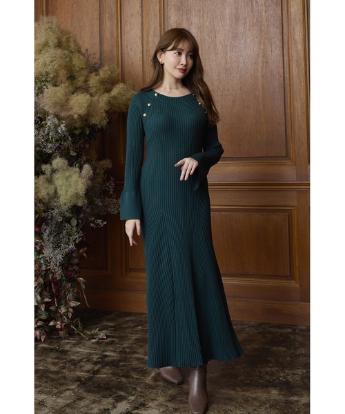 Navona Ribbed Knit Flare Dress/Herlipto