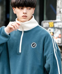 新色追加 KANGOL カンゴール 別注コラボオーバーサイズサイドラインワンポイントロゴ刺繍ハーフジップフリーストレーナー