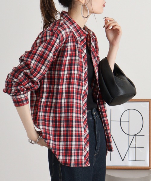 FUNALIVE(ファンアライブ)の「VIERA check shirt / ビエラチェックシャツ(シャツ/ブラウス・レディース・グリーン/レッド/ラベンダー/ネイビー/ピンク・FREE)」の20枚目の写真