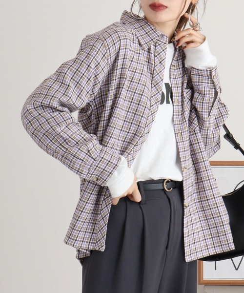 FUNALIVE(ファンアライブ)の「VIERA check shirt / ビエラチェックシャツ(シャツ/ブラウス・レディース・グリーン/レッド/ラベンダー/ネイビー/ピンク・FREE)」の12枚目の写真