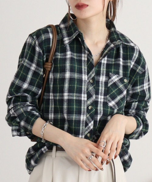 FUNALIVE(ファンアライブ)の「VIERA check shirt / ビエラチェックシャツ(シャツ/ブラウス・レディース・グリーン/レッド/ラベンダー/ネイビー/ピンク・FREE)」の7枚目の写真
