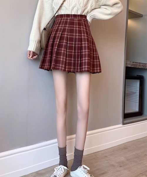 urge:(アージコロン )の「【URGE:】チェック柄 プリーツ ミニスカート(スカート・レディース・レッド/ブラック・SMALL/MEDIUM/LARGE/X-LARGE)」の4枚目の写真