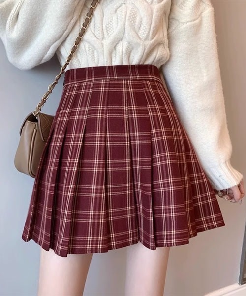 urge:(アージコロン )の「【URGE:】チェック柄 プリーツ ミニスカート(スカート・レディース・レッド/ブラック・SMALL/MEDIUM/LARGE/X-LARGE)」の5枚目の写真