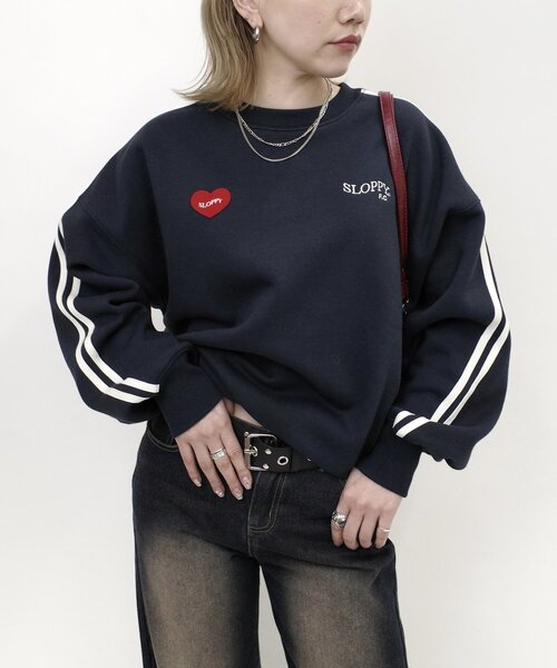 ジ*ク様 #ゆんの気まぐれオークション　（梅）　トレーナーズ　ブースター　シャワ セール】＊WEB限定【SLOPPY/スロッピー】ハートワッペン裏起毛