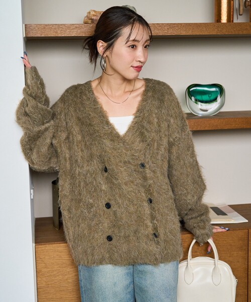 laubeblanc ダブルブレーステッドシャギーニットカーディガン laubeblanc ダブルブレーステッドシャギーニットカーディガン