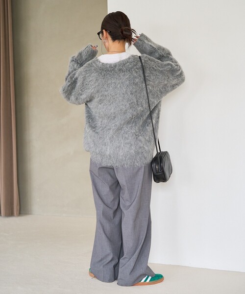 限定展開ダブルブレストシャギーニットカーディガン