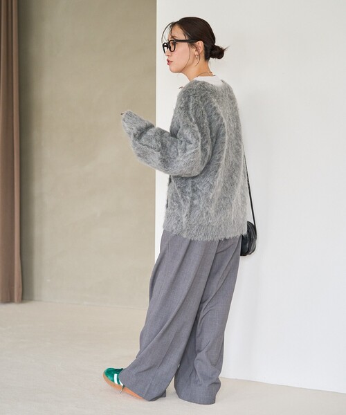 限定展開ダブルブレストシャギーニットカーディガン