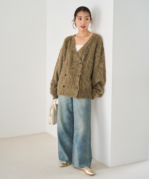 FREAK'S STORE（フリークスストア）の「限定展開　ダブルブレスト シャギー ニット カーディガン（カーディガン/ボレロ・レディース・チャコールグレー/ベージュ/ライトグレー/オリーブ・ﾌﾘ-）」の18枚目の写真