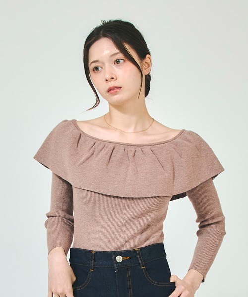 Luan(ルアン)の「【Luan】フリルオフショルダーニット(ニット/セーター・レディース・アイボリー/グレイッシュベージュ・0/1)」の18枚目の写真