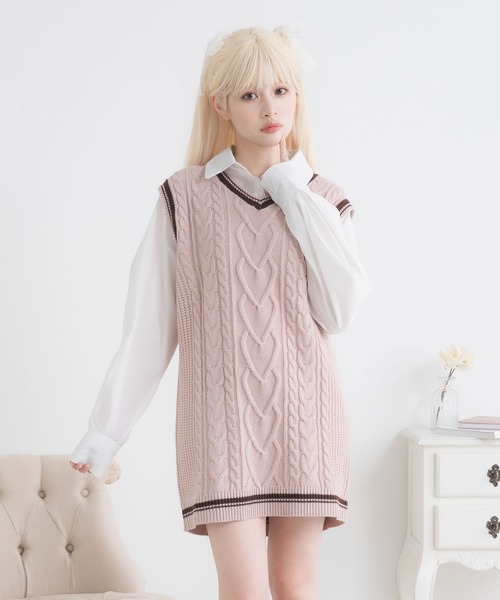 セール】シャツドッキングニットベストワンピース（ワンピース