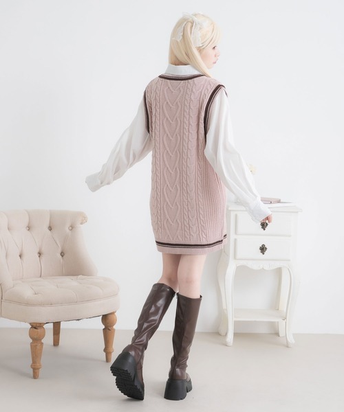 セール】シャツドッキングニットベストワンピース（ワンピース