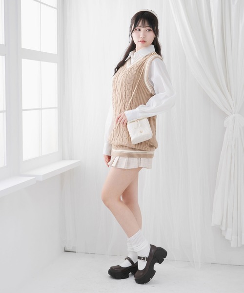 更にお値下げ‼️ 慈雨　 ドッキングベストワンピース セール】シャツドッキングニットベストワンピース（ワンピース