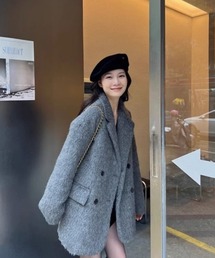 おしゃれスタ | 厚手フェイクウールショートコート(ステンカラーコート)