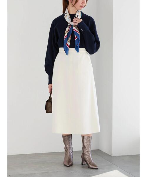 Te chichi（テチチ）の「メルトンジャージトラペーズスカート（スカート・レディース・オフホワイト/ネイビー/モカ・S/M）」の5枚目の写真