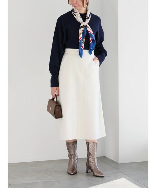 Te chichi（テチチ）の「メルトンジャージトラペーズスカート（スカート・レディース・オフホワイト/ネイビー/モカ・S/M）」の6枚目の写真