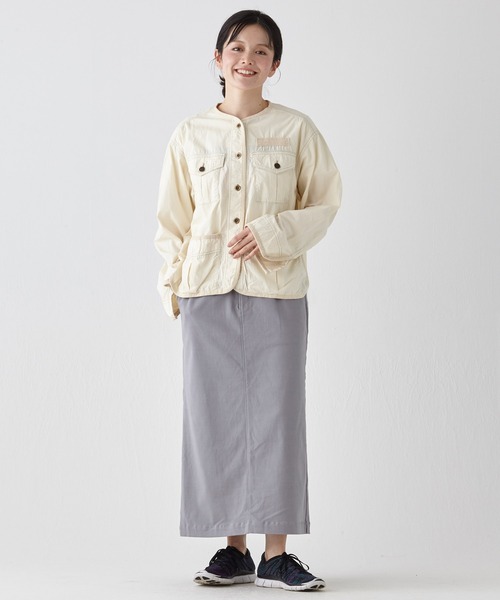 KRIFF MAYER Lady's Collection(クリフメイヤーレディースコレクション)の「ノーカラーミリタリーシャツJK(ミリタリージャケット・レディース・ナチュラル/ネイビー/ベージュ/ライトピンク・LARGE/MEDIUM)」の13枚目の写真