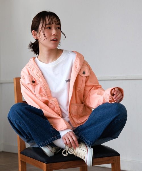 KRIFF MAYER Lady's Collection(クリフメイヤーレディースコレクション)の「ノーカラーミリタリーシャツJK(ミリタリージャケット・レディース・ナチュラル/ネイビー/ベージュ/ライトピンク・LARGE/MEDIUM)」の9枚目の写真