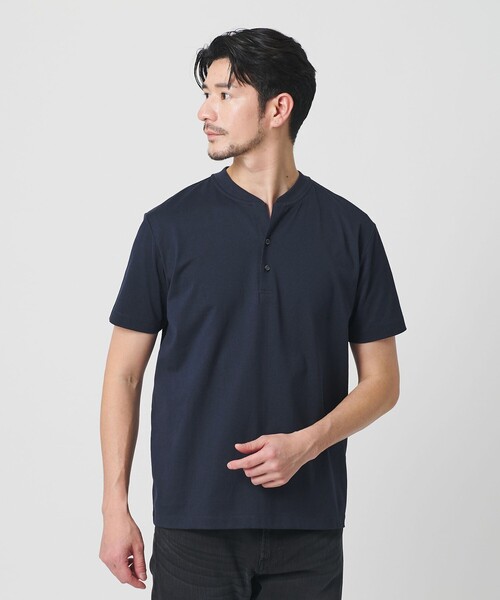 BEAUTY&YOUTH UNITED ARROWS（ビューティーアンドユースユナイテッドアローズ）の「【WEB限定 WARDROBE SMART】クリア  ガスコットン ヘンリーネック カットソー【抗菌・防臭】（Tシャツ/カットソー・メンズ・ブラック/ダークグレー/ホワイト/ネイビー・S/M/L/XL）」の4枚目の写真