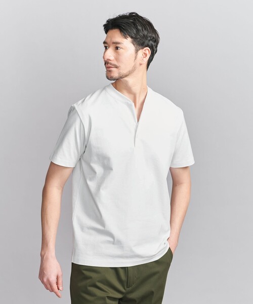 BEAUTY&YOUTH UNITED ARROWS(ビューティーアンドユースユナイテッドアローズ)の「【WEB限定 WARDROBE SMART】クリア ガスコットン ヘンリーネック カットソー【抗菌・防臭】(Tシャツ/カットソー・メンズ・ブラック/ダークグレー/ホワイト・S/M/L/XL)」の2枚目の写真