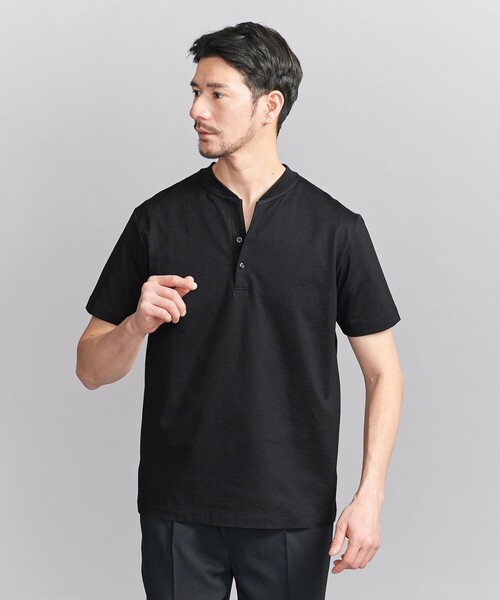 BEAUTY&YOUTH UNITED ARROWS(ビューティーアンドユースユナイテッドアローズ)の「【WEB限定 WARDROBE SMART】クリア ガスコットン ヘンリーネック カットソー【抗菌・防臭】(Tシャツ/カットソー・メンズ・ブラック/ダークグレー/ホワイト・S/M/L/XL)」の5枚目の写真