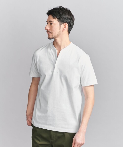 WEB限定 WARDROBE SMART】クリア ガスコットン ヘンリーネック