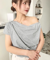 半袖ワンショルドレープカットソー