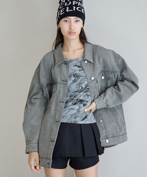 FOREVER 21(フォーエバー トゥエンティーワン)の「【2025SS】加工デニムGジャン(デニムジャケット・レディース・グレー/ブルー/ライトブルー/ネイビー・FREE)」の20枚目の写真