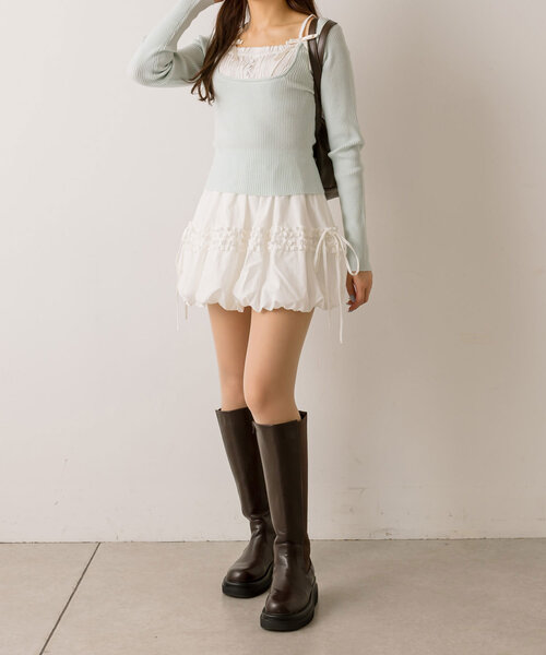 banal chic bizarreオリーブグリーン ミニスカート ロープ付き セール】ちびフリルバルーンミニスカート(スカート)|OLIVE