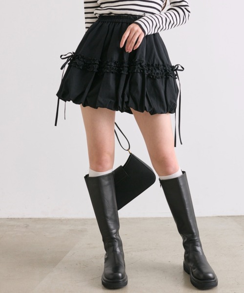 OLIVE des OLIVE（オリーブデオリーブ）の「ちびフリルバルーンミニスカート（スカート・レディース・オフホワイト/チャコールグレー/ブラック・FREE）」の14枚目の写真